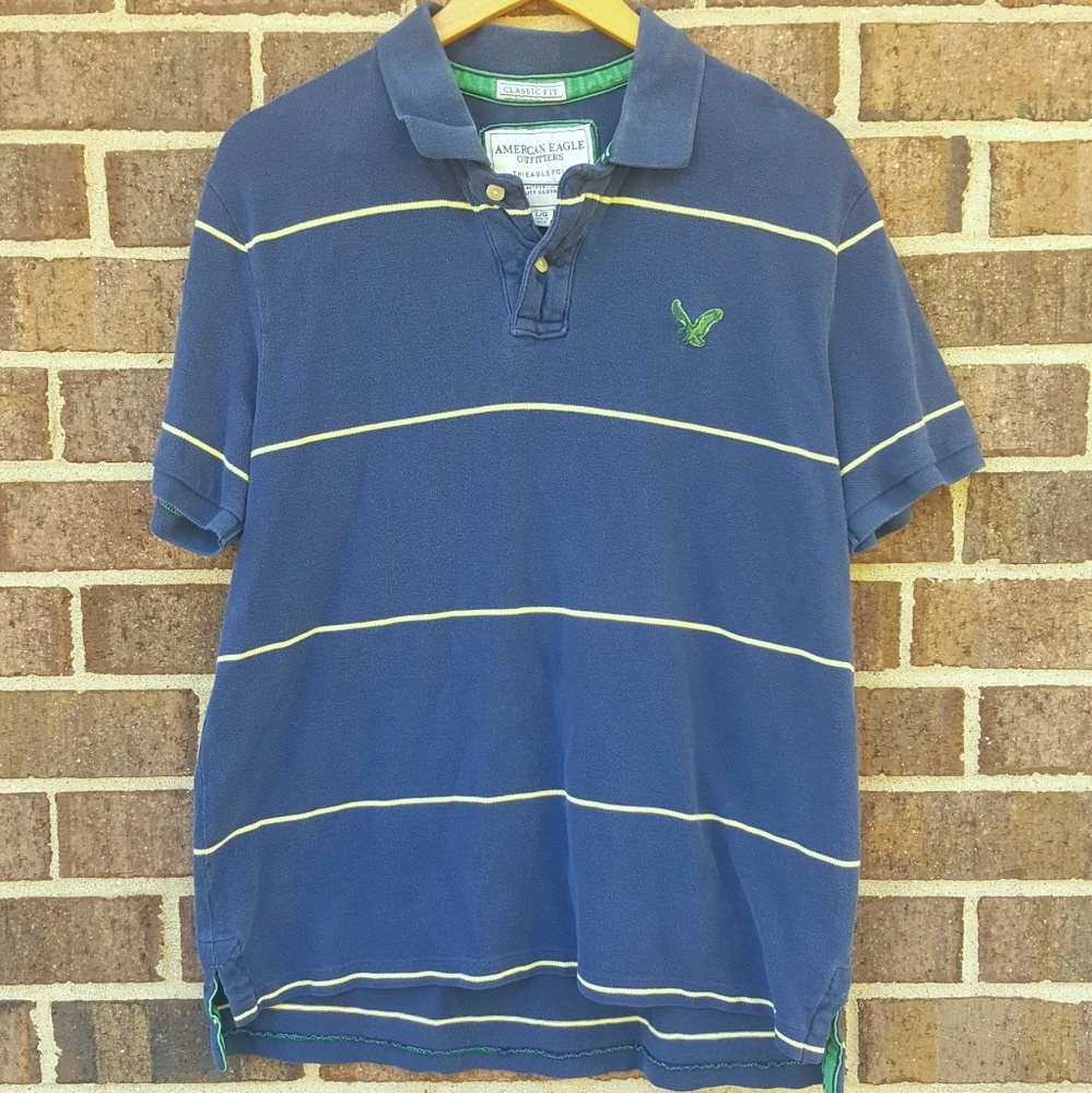 Men's American Eagle Polo Striped Blue t-shirt